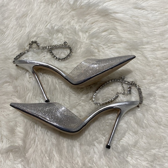 Jimmy Choo Saeda 100 glittered plexi‎ pumps size 39EU - Picture 5 of 13